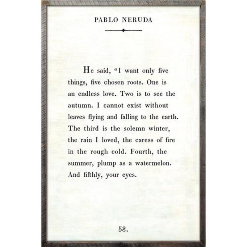 Sugarboo Designs Pablo Neruda Art Print Grey Wood