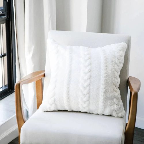 Braided Throw Pillow Off White 5