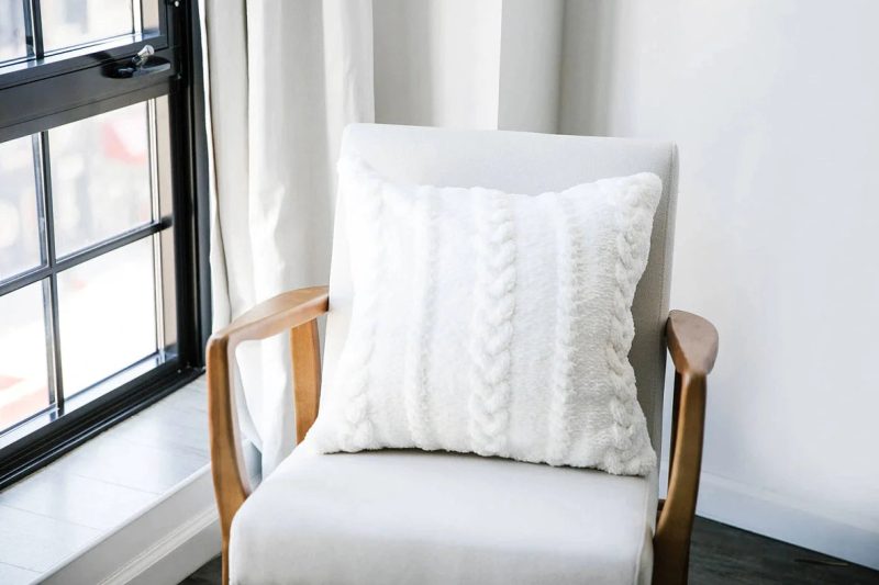 Braided Throw Pillow Off White 5