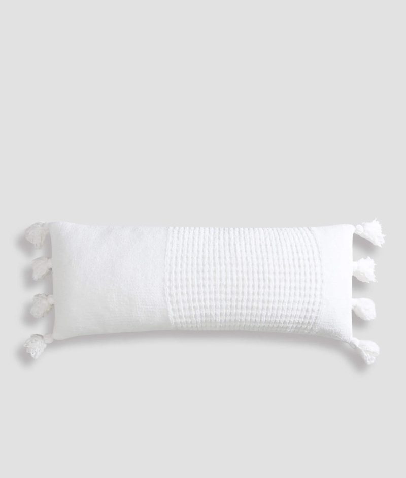 Braided Pom Pom Lumbar Pillow Off White01 1