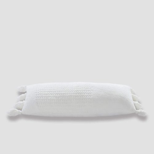 Braided Pom Pom Lumbar Pillow Off White03