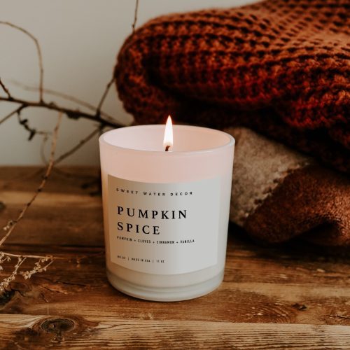 C003WW PUMPKIN SPICE 11OZ WHITE JAR WHITE LABEL SOY BLEND CANDLE SWEET WATER DECOR 05 1 108351