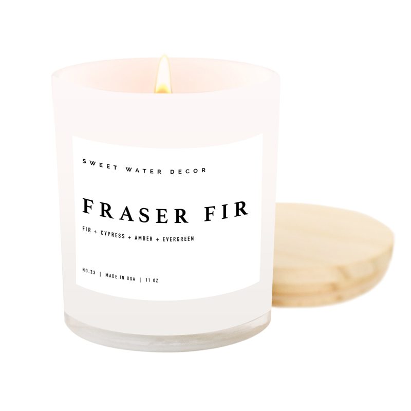 C023WW FRASER FIR WHITE JAR SOY BLEND CANDLE SWEET WATER DECOR 01