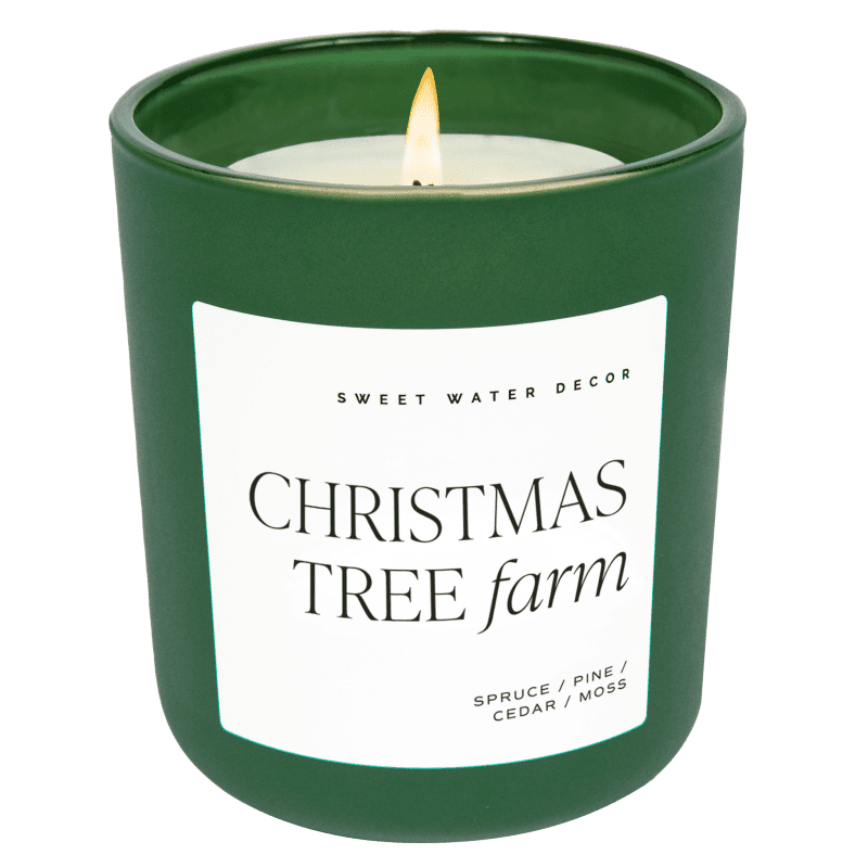 CL117 CHRISTMAS TREE FARM 15OZ GREEN MATTE CANDLE WB SOONA JUNE 2023 SWEET WATER DECOR 735490