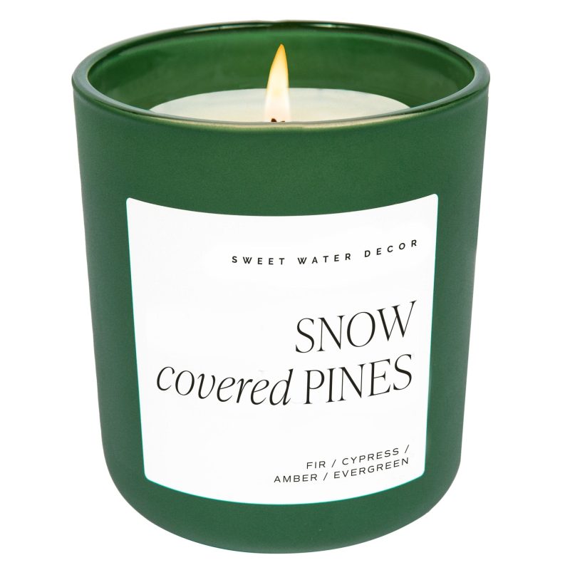 CL151 SNOW COVERED PINES 15OZ GREEN MATTE CANDLE 2024 SWEET WATER DECOR WB 466743