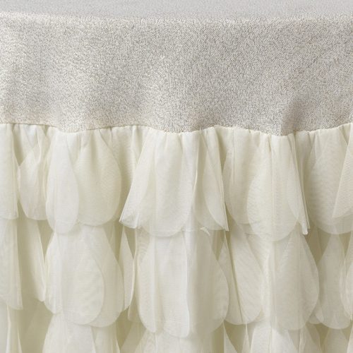 Couture Dreams Chichi Ivory Shimmer Petal Tablecloth CloseupCH TC SI 74055