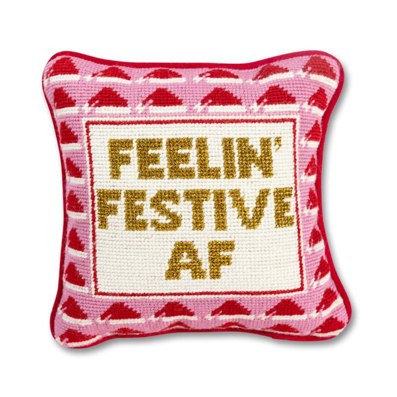 Feeling Festive Needlepoint Pillow