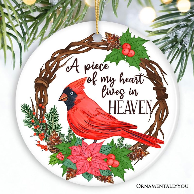 ForProduct 01APieceofMyHeartLivesinHeavenOrnament CardinalMemorialGiftandChristmasDecorationMockupGroup 05