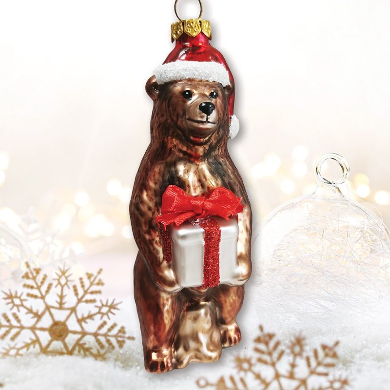 ForProduct 01GrizzlyBearwithSantaHatandGiftGlassChristmasOrnamentMockupGroup 05 01