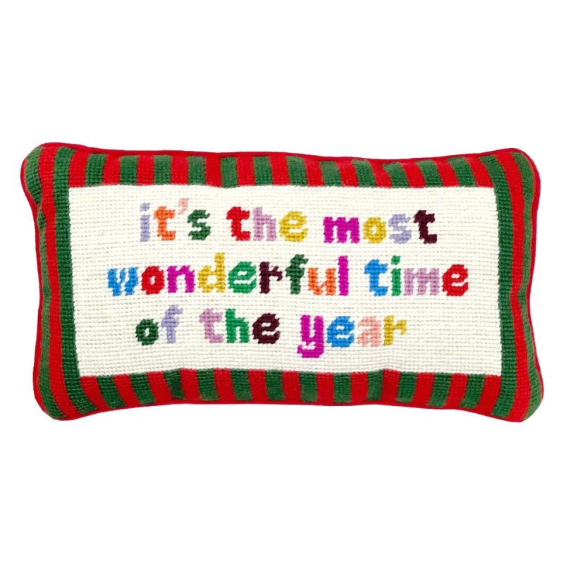 It s the most wonderful time of the year needlepoint pillow 82d8e845 6294 4ef8 8d0a 0accab60efc4