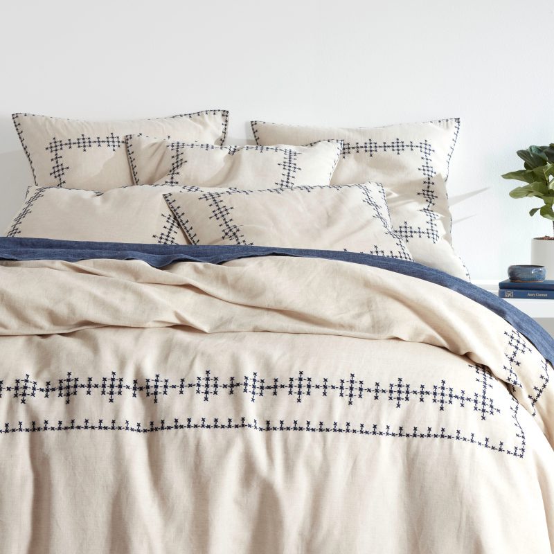 PC4538 Cross Stitch Linen Navy Duvet