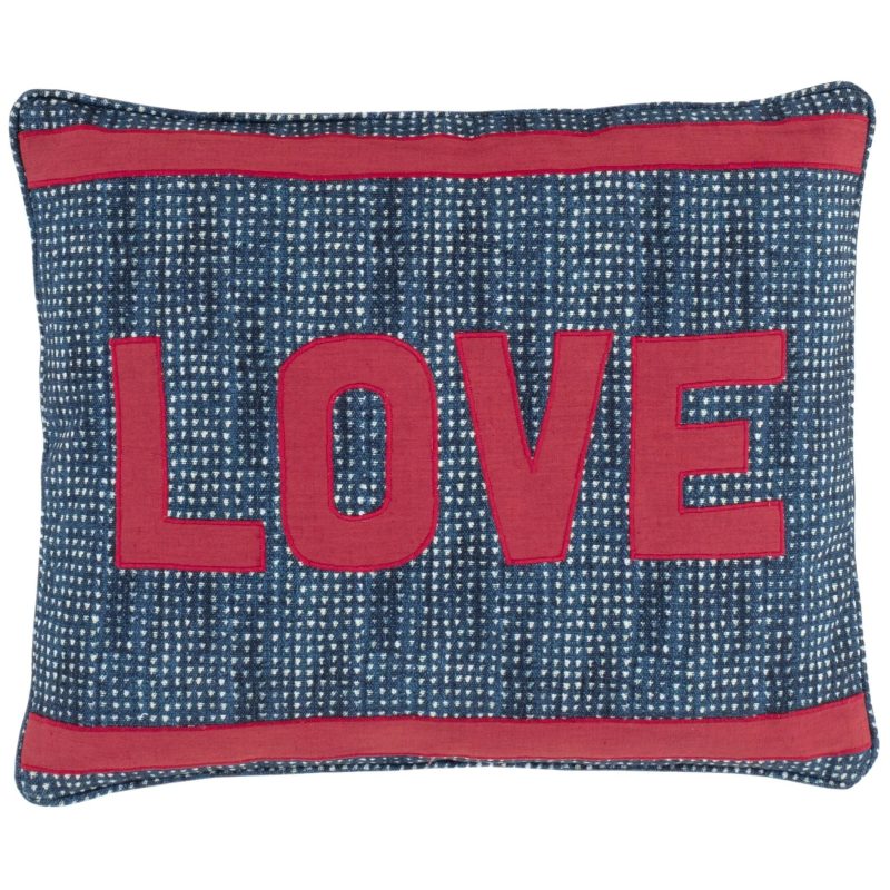 PC4568 LoveResistApplique Indigo DecorativePillow Silo