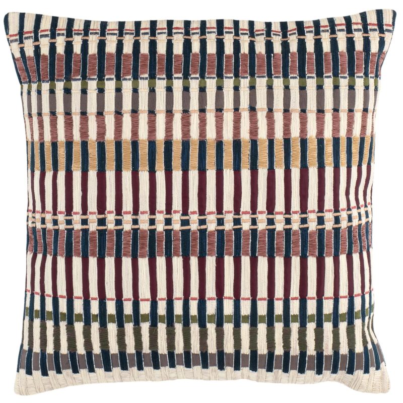 PC4600 FolkStripeEmbroidered Multi DecorativePillow Silo