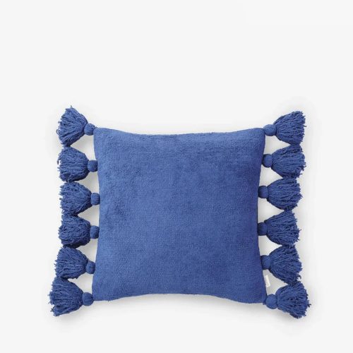 Pom Pom Throw Pillow Navy 1