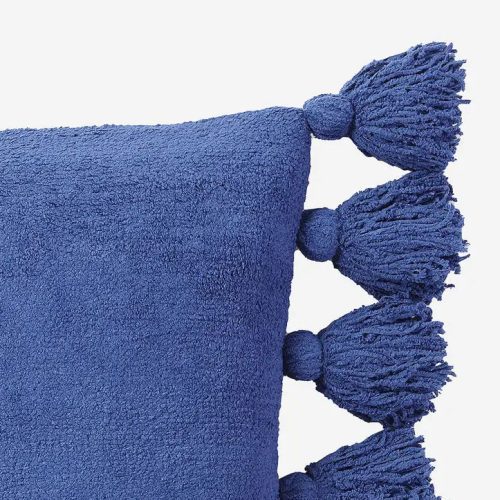 Pom Pom Throw Pillow Navy 2