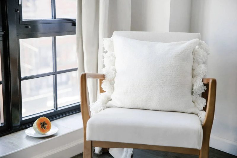 Pom Pom Throw Pillow Off White 5