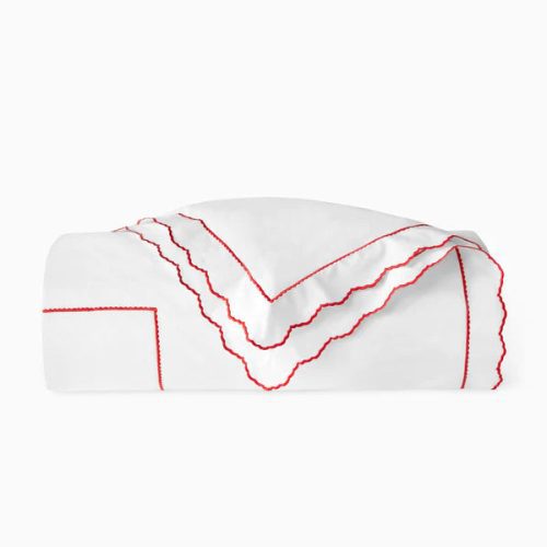 SFERRA FW23 ECOMM PETTINE DUVET COVER WHITE CRIMSON COMP v2