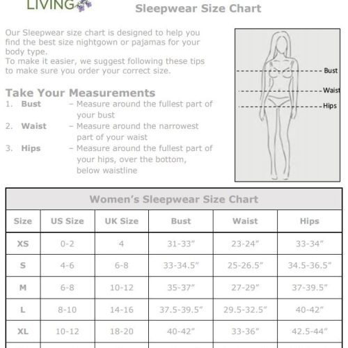 Sleepwear Size Chart