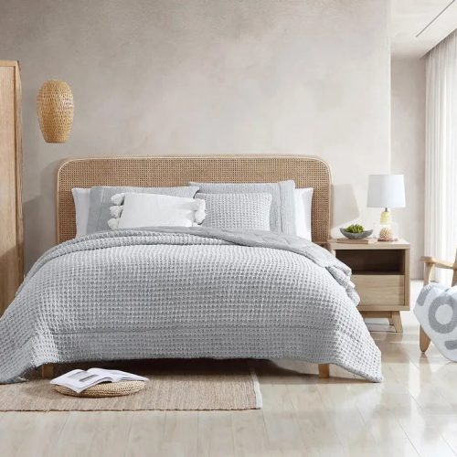 Snug waffle throw pillow cloudgray04