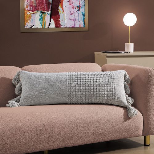 Sunday Citizen Braided Pom Pom Lumbar Pillow Cloud Gray 1