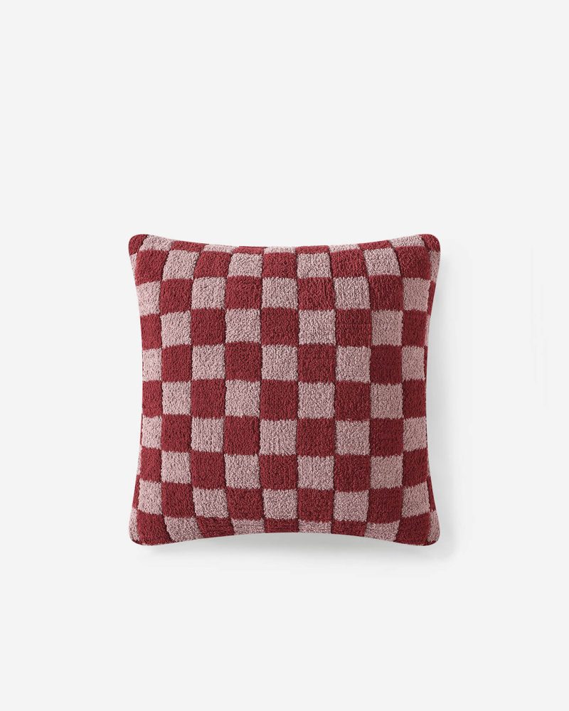 Sunday Citizen Checkerboard Snug Throw Pillow Pomegranate rose 1