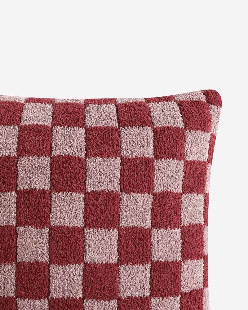 Sunday Citizen Checkerboard Snug Throw Pillow Pomegranate rose 3