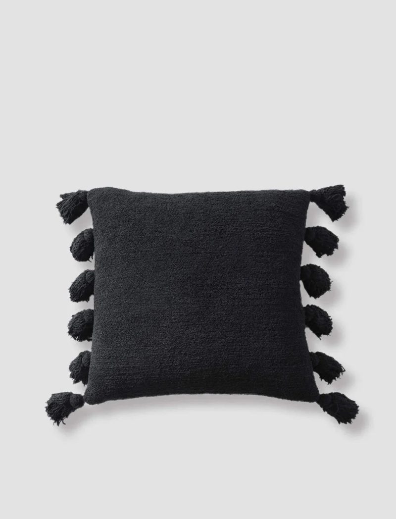 Sunday Citizen Pom Pom Throw Pillow Black 1