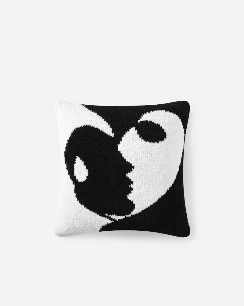 Sunday Citizen Snug Faces II Throw Pillow Black Off White 1