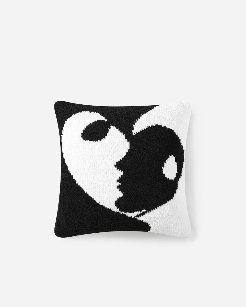 Sunday Citizen Snug Faces II Throw Pillow Black Off White 3