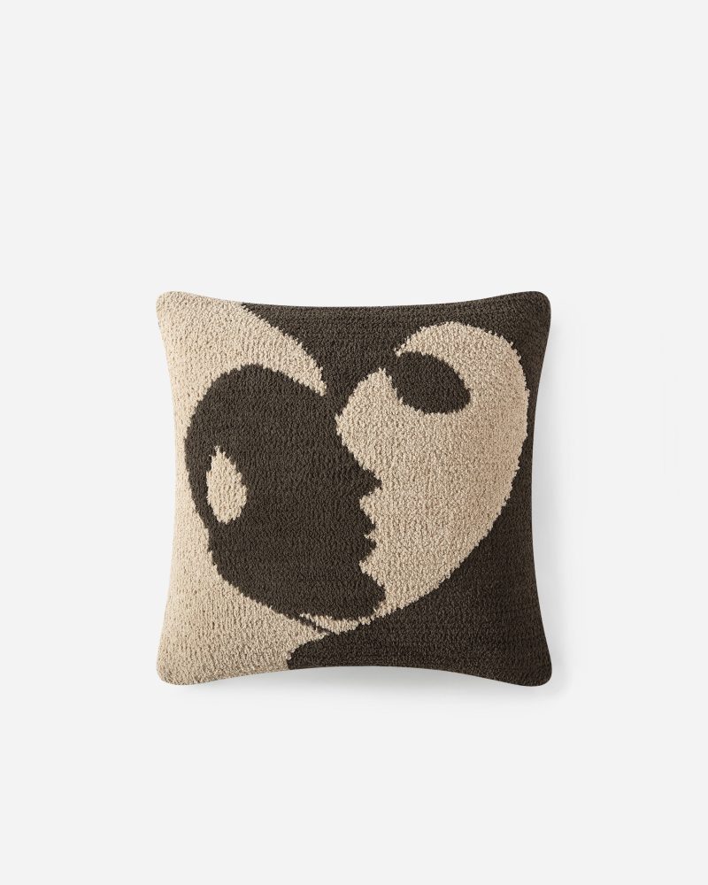 Sunday Citizen Snug Faces II Throw Pillow Mocha Biscotti 1