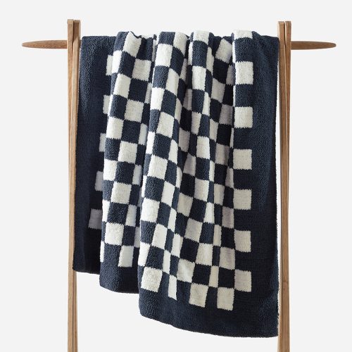 Sunday Citizen Checkerboard Throw Midnight Off White