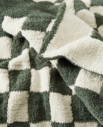 Sunday Citizen Checkerboard Throw Moss Sage 1