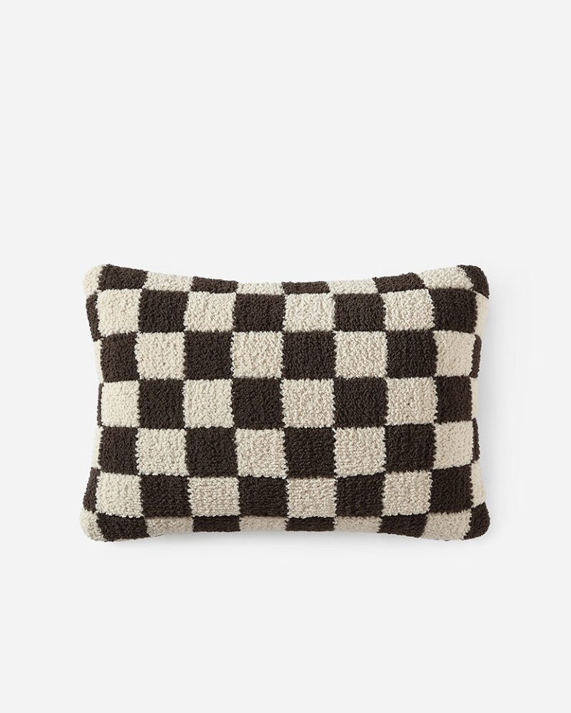 Sunday Citizen Checkerboard Snug Mini Pillow Mocha