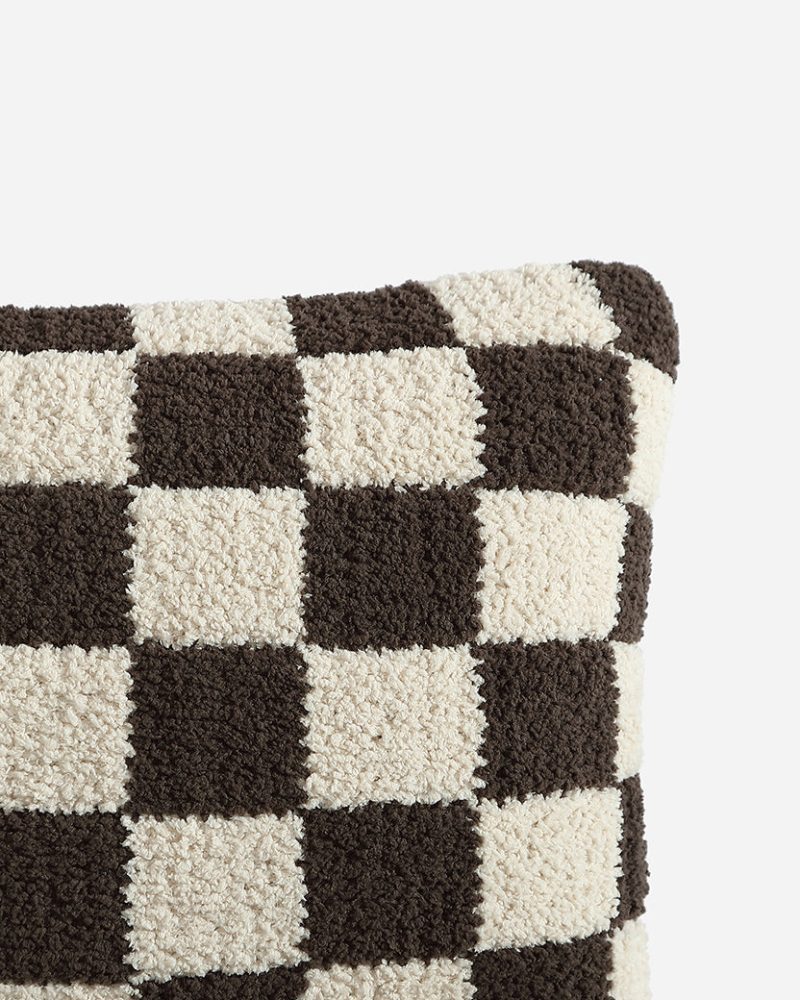 Sunday Citizen Checkerboard Snug Mini Pillow Mocha 1JPG