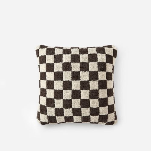 Sunday Citizen Checkerboard Snug Throw Pillow Mocha