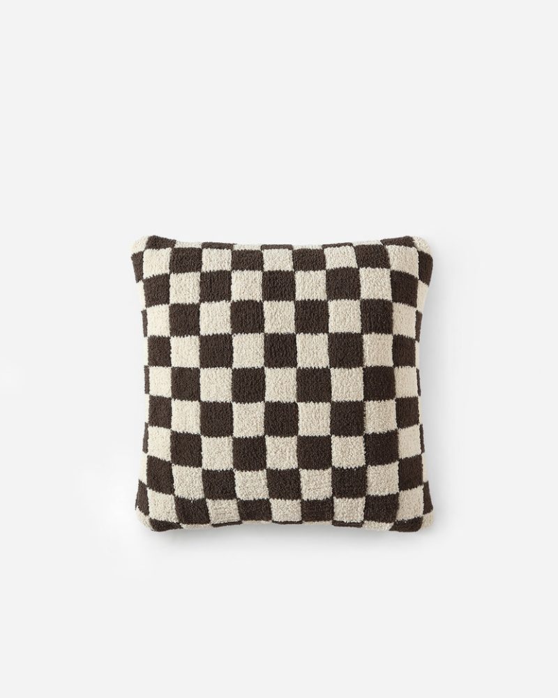 Sunday Citizen Checkerboard Snug Throw Pillow Mocha