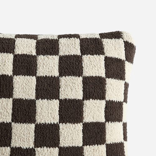 Sunday Citizen Checkerboard Snug Throw Pillow Mocha 1