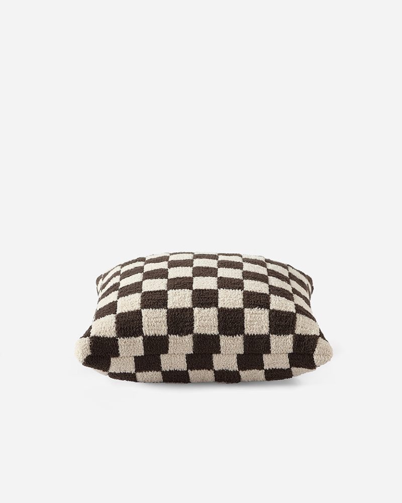 Sunday Citizen Checkerboard Snug Throw Pillow Mocha 2