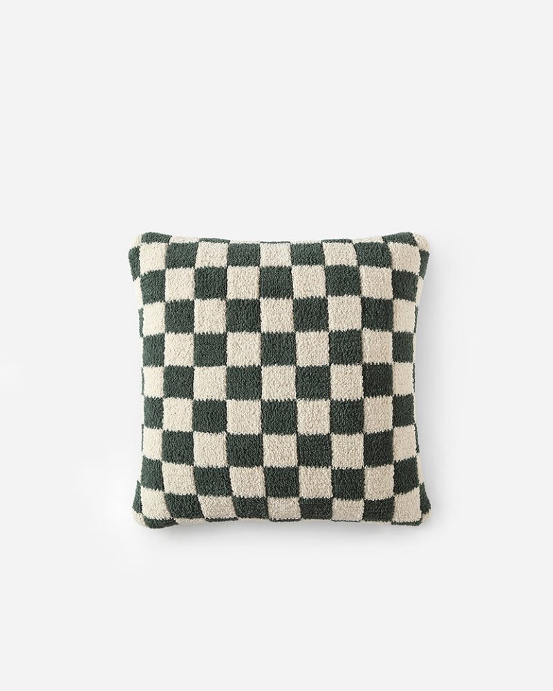 Sunday Citizen Checkerboard Snug Throw Pillow Moss