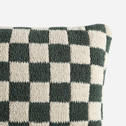 Sunday Citizen Checkerboard Snug Throw Pillow Moss 1