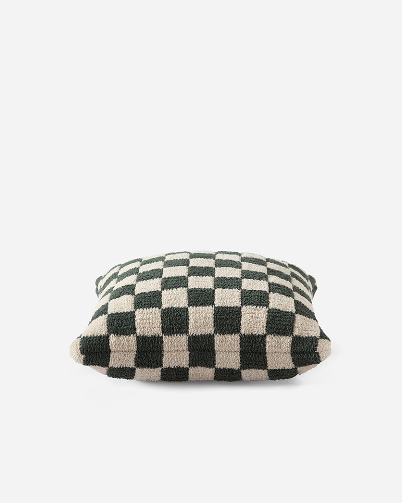 Sunday Citizen Checkerboard Snug Throw Pillow Moss 2