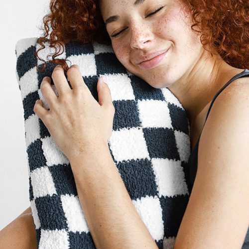 Sunday Citizen Checkerboard Throw Midnight Off White