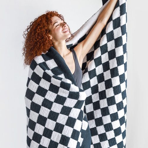 Sunday Citizen Checkerboard Throw Midnight Off White 4