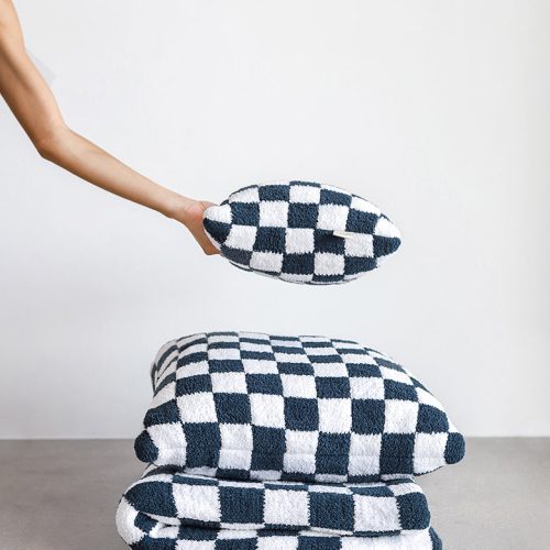 Sunday Citizen Checkerboard Throw Midnight Off White 5