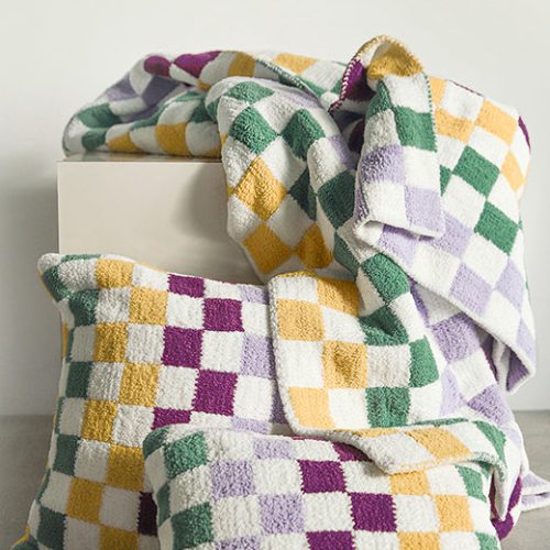 Sunday Citizen Checkerboard Throw Pillow Mardi Gras 1