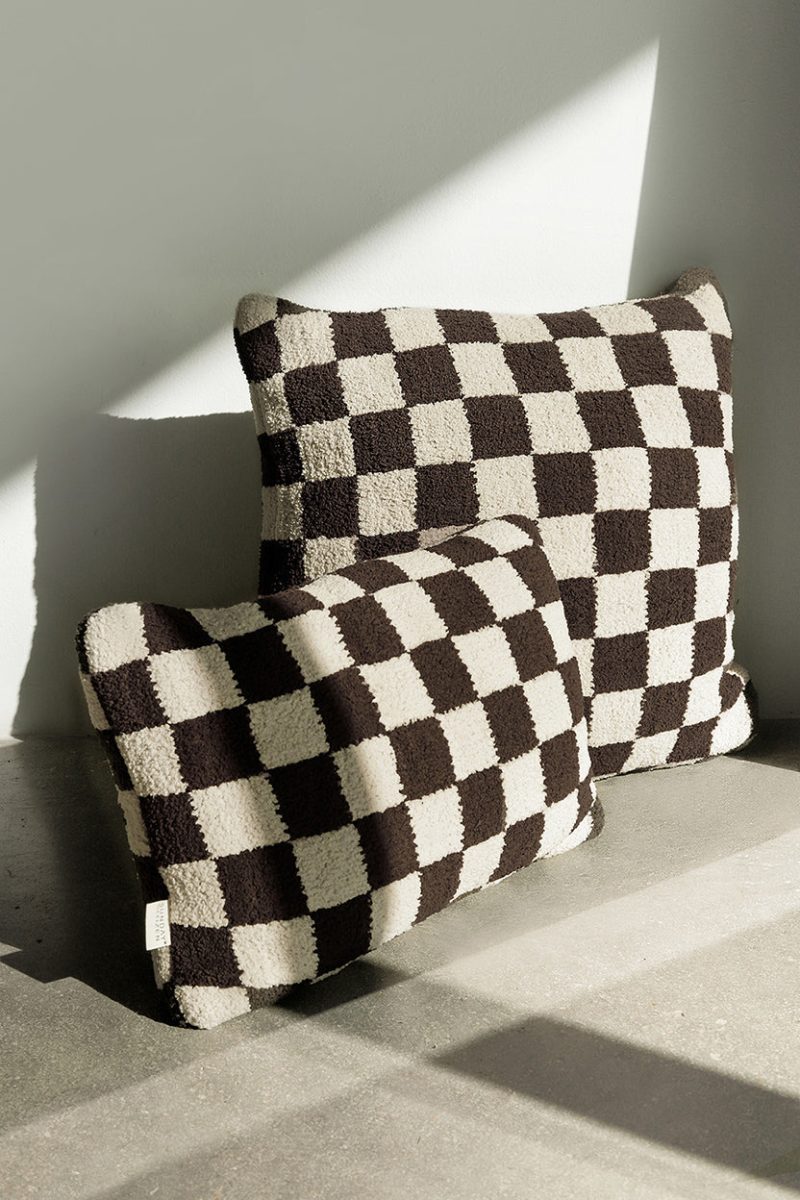 Sunday Citizen Checkerboard Throw Pillow Mocha