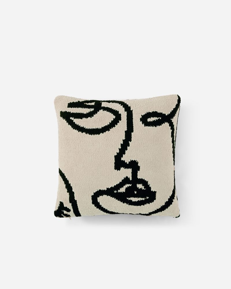 Sunday Citizen Faces Throw Pillow Sahara Tan Black 2 LOW