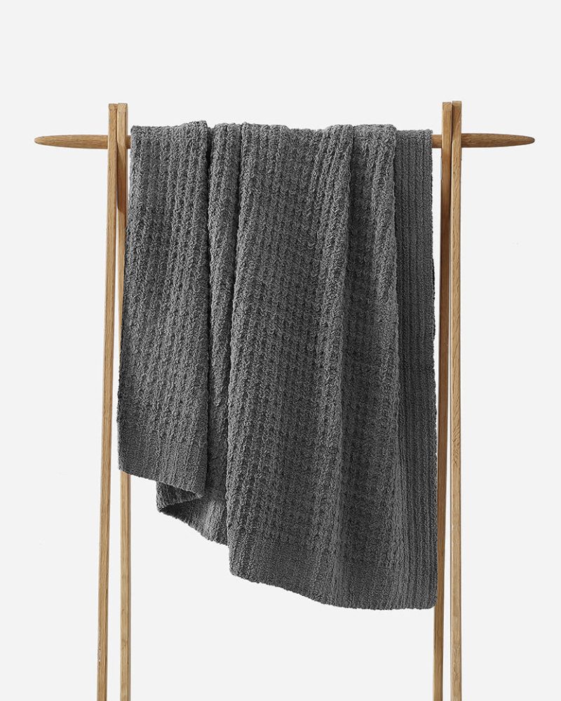 Sunday Citizen Snug Waffle Throw Granite 1 1