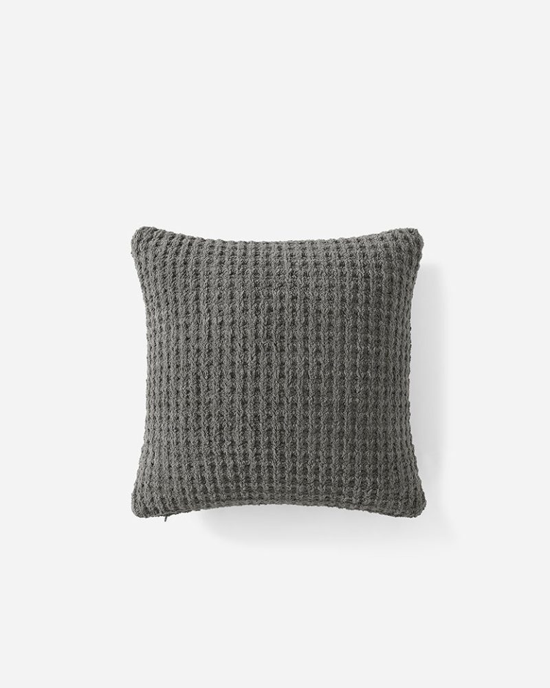 Sunday Citizen Snug Waffle Throw Pillow Granite 2