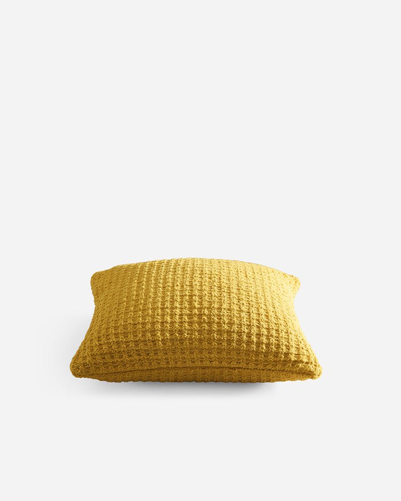 Sunday Citizen Snug Waffle Throw Pillow Marigold 1